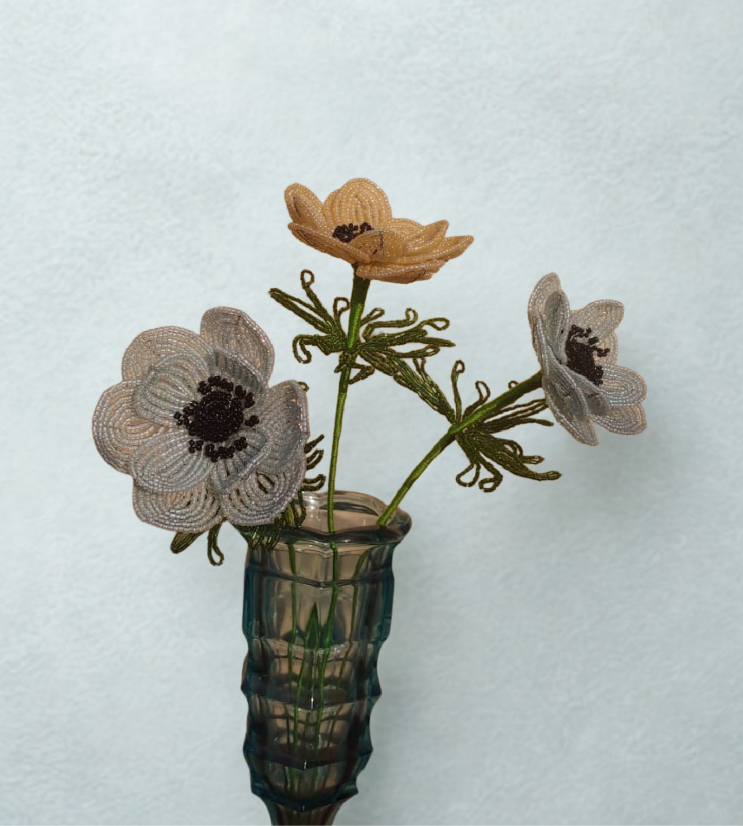 HANDMADE Elegant French Beaded Anemone Trio